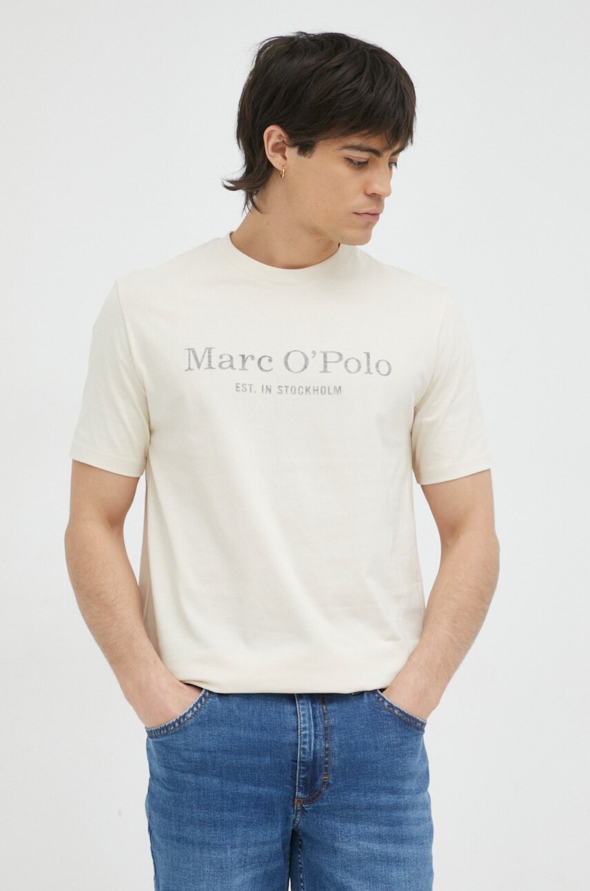 

Хлопковая футболка Marc O'Polo цвет бежевый с принтом