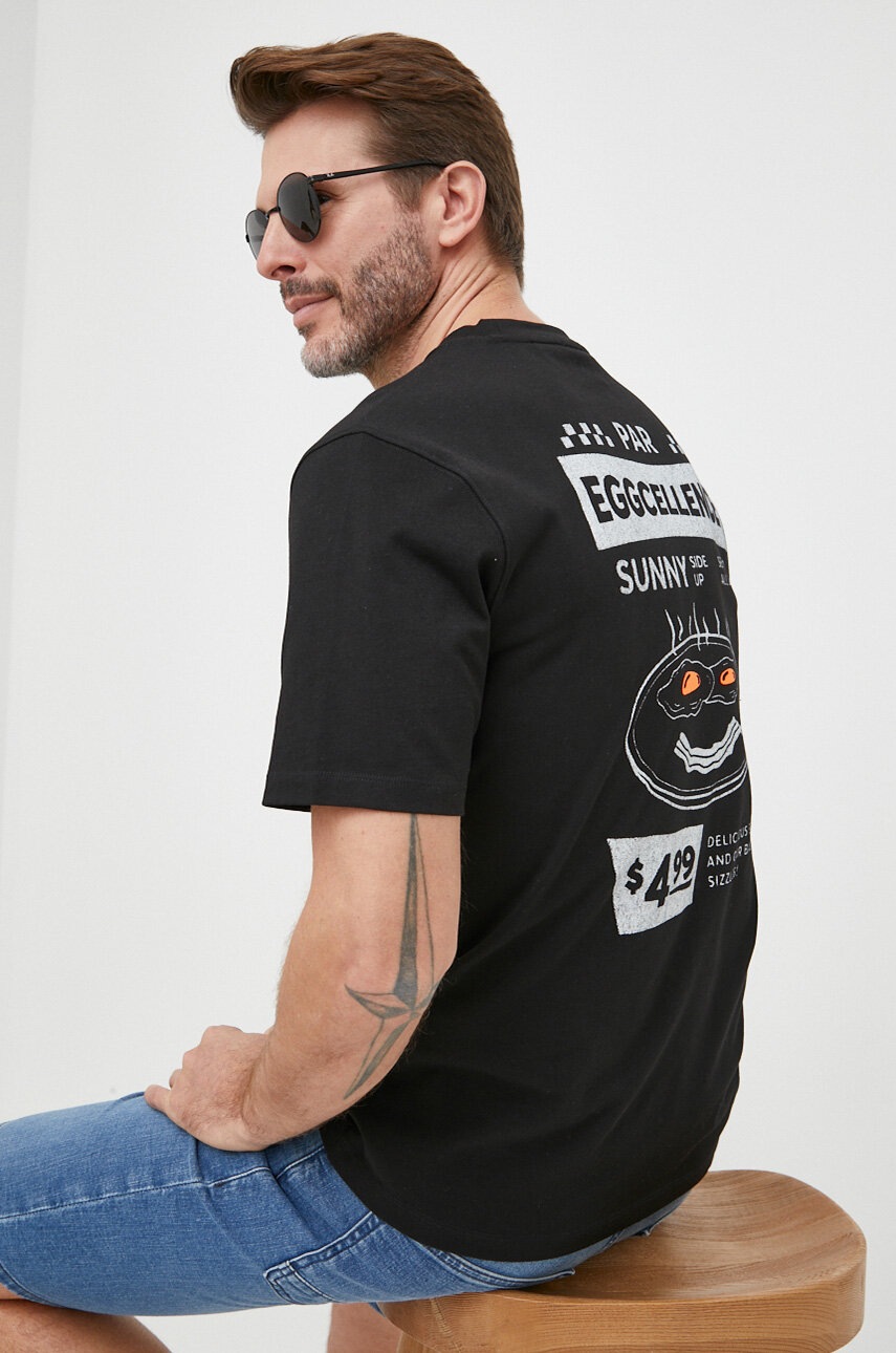 

Хлопковая футболка BOSS BOSS ORANGE цвет чёрный с принтом