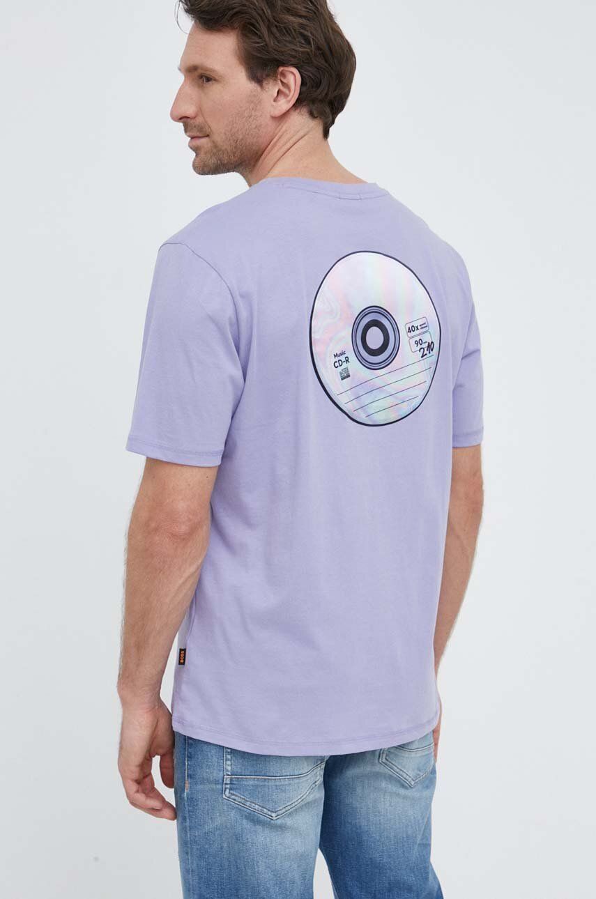 BOSS tricou din bumbac BOSS ORANGE culoarea violet, cu imprimeu