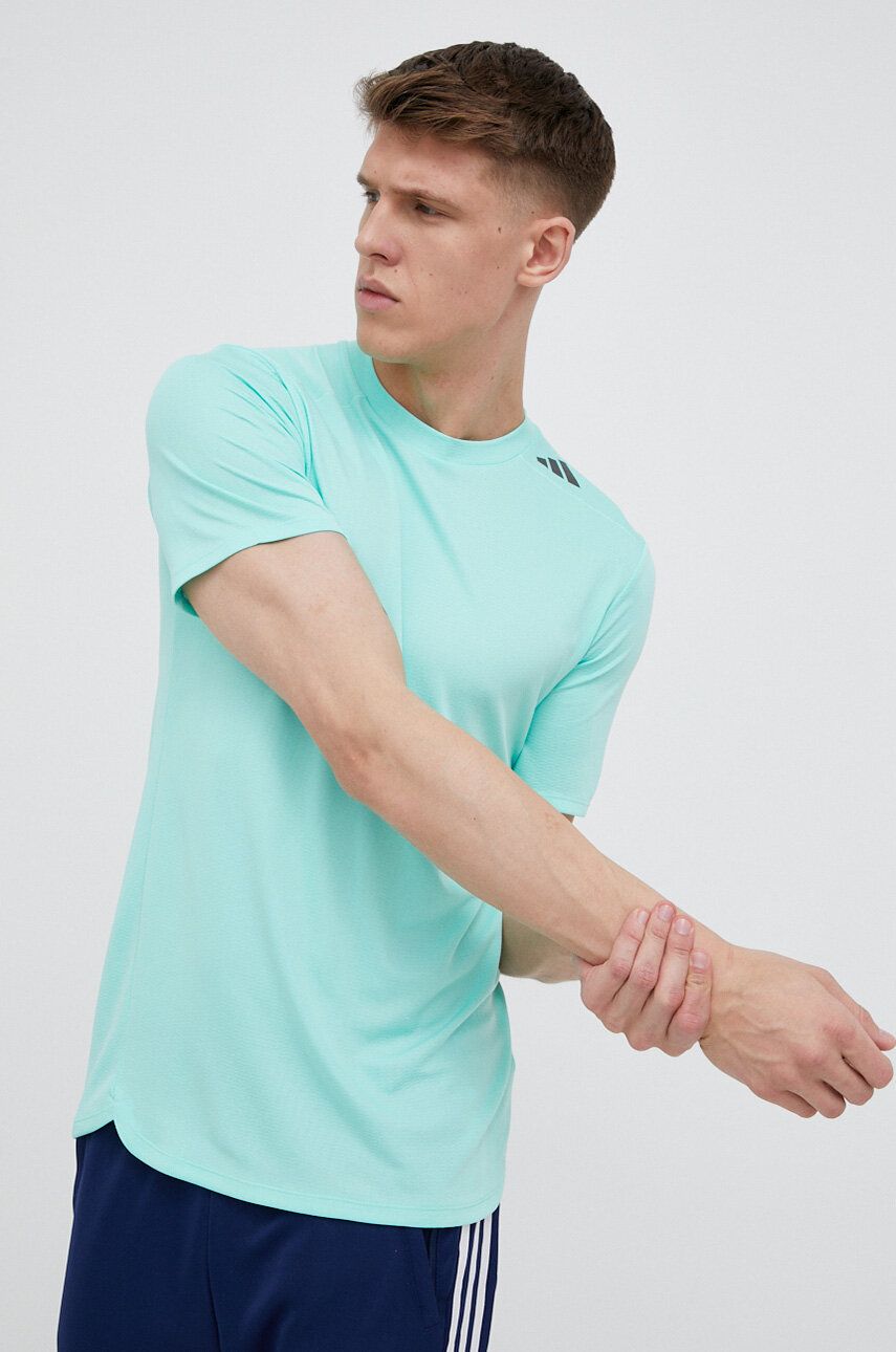 Levně Tréninkové tričko adidas Performance Designed 4 Training tyrkysová barva