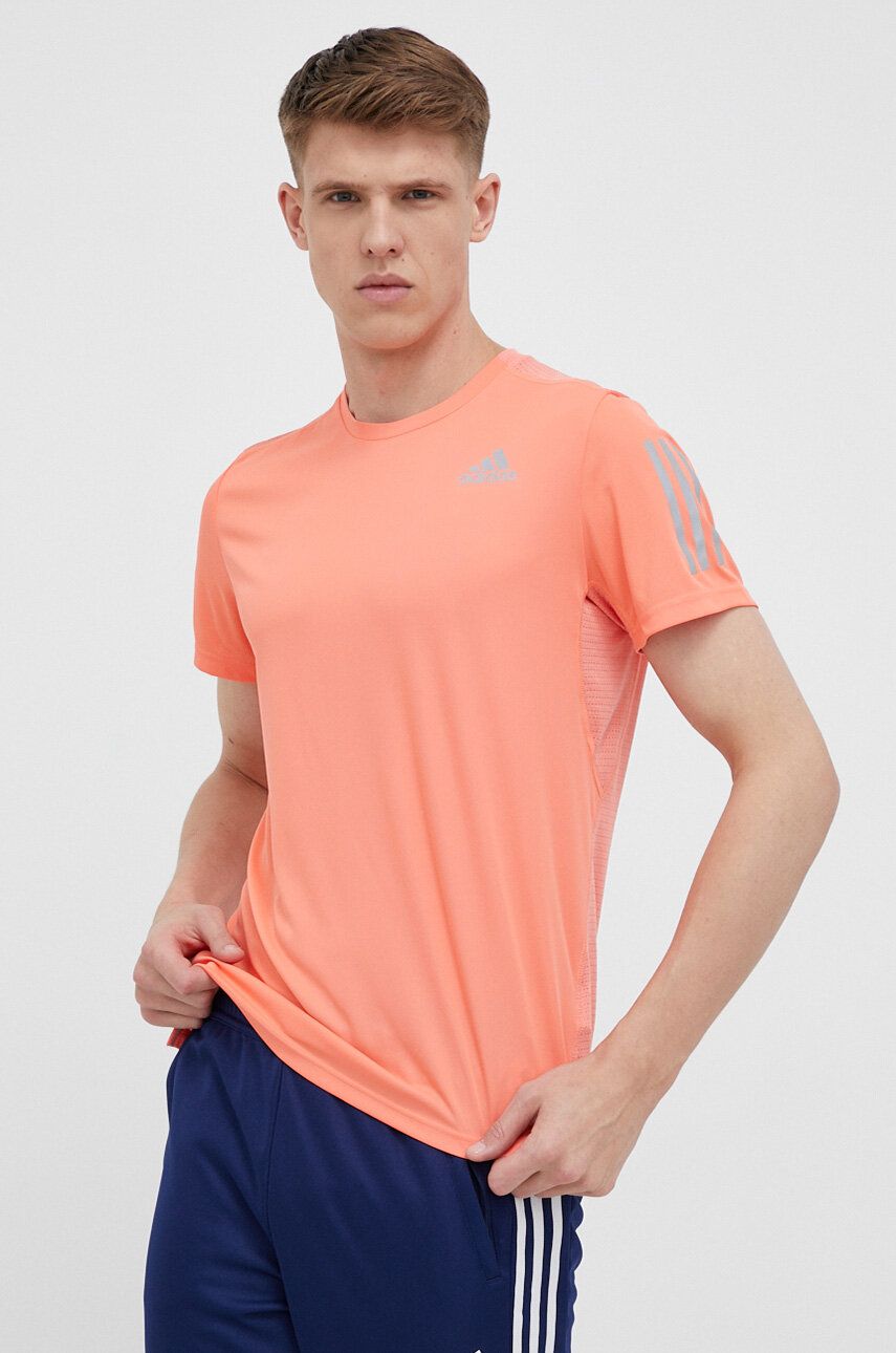 adidas Performance tricou de alergare Own The Run culoarea portocaliu, cu imprimeu adidas imagine noua