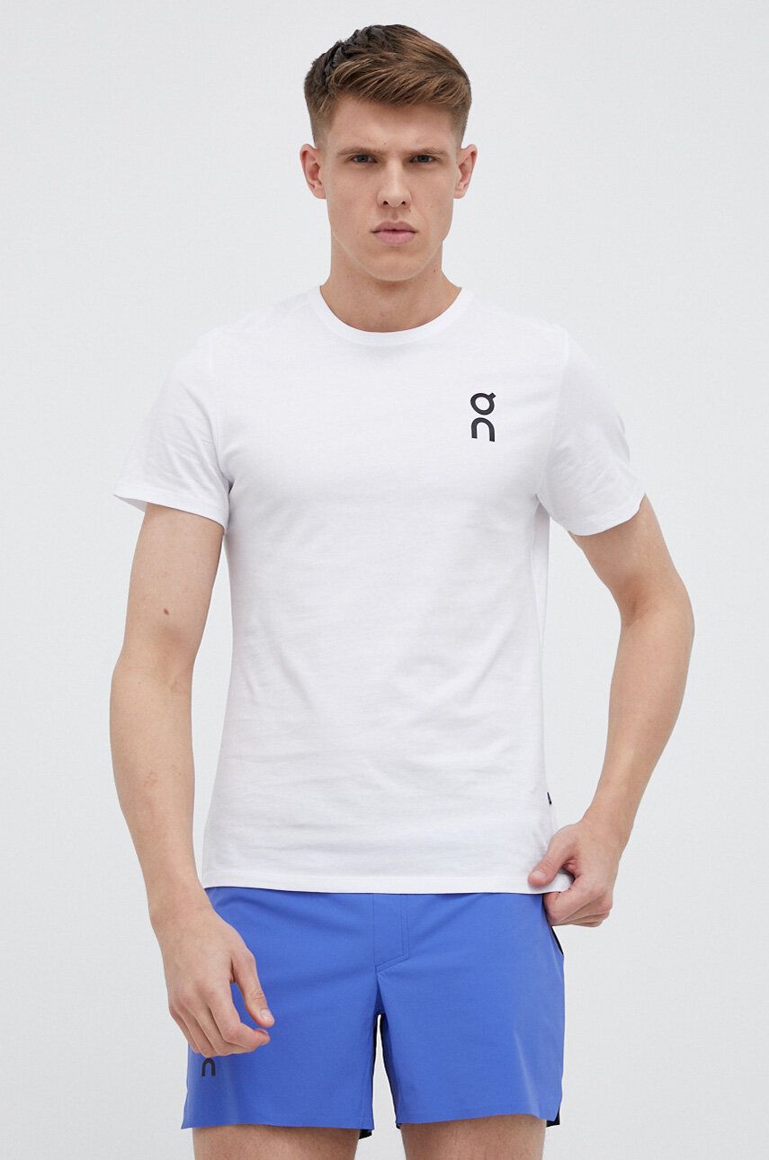 Tričko On-running bílá barva, s potiskem - bílá -  100 % Organická bavlna