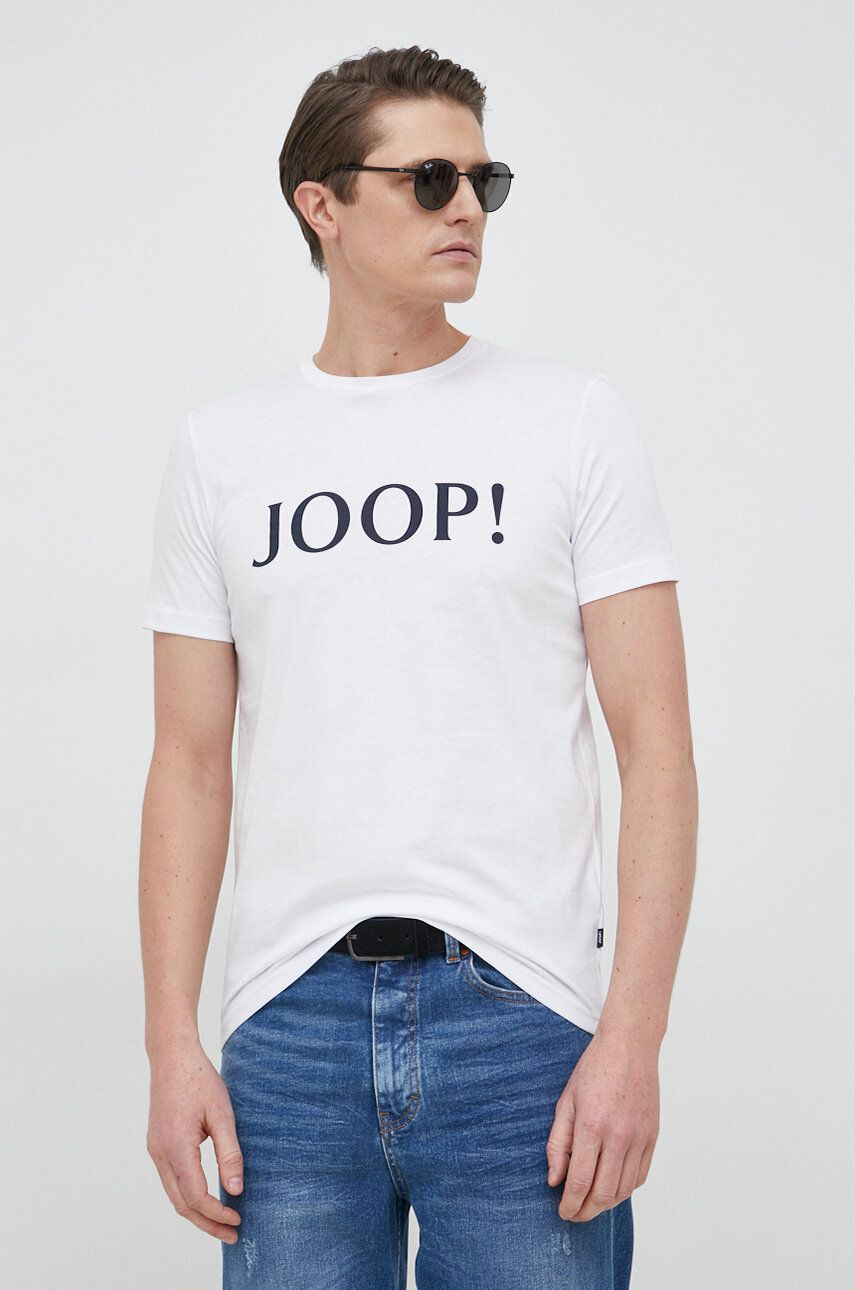 Bavlněné tričko Joop! bílá barva, s potiskem - bílá -  100 % Bavlna
