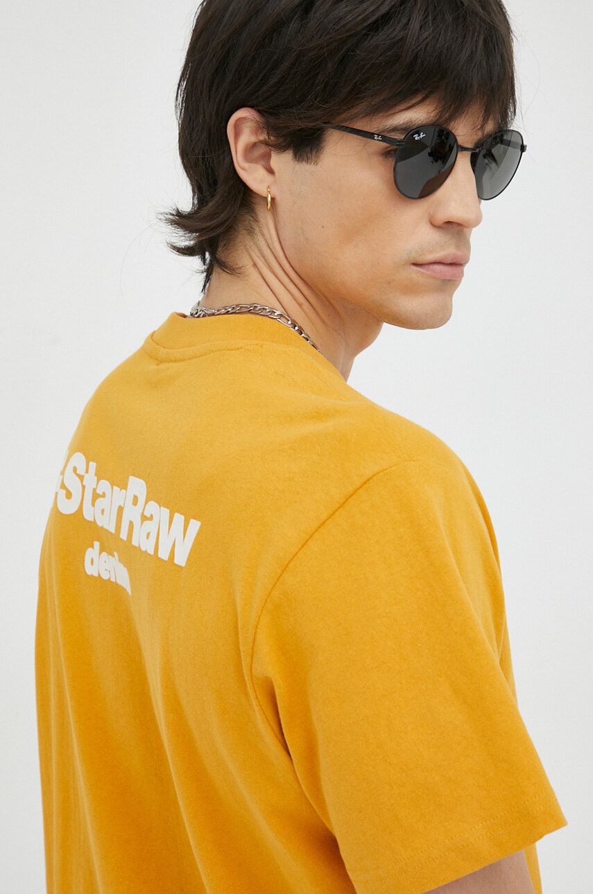 E-shop Bavlněné tričko G-Star Raw oranžová barva, s aplikací