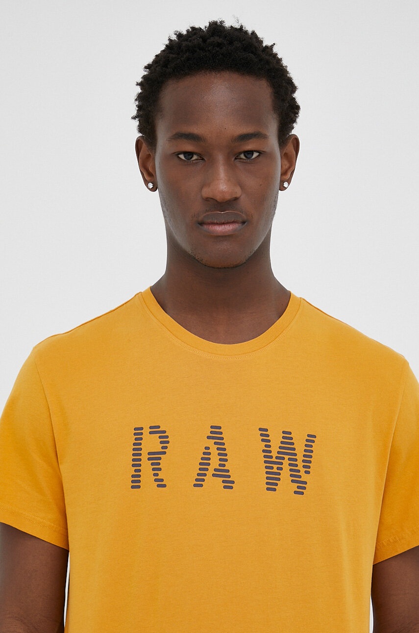 

Хлопковая футболка G-Star Raw цвет жёлтый с принтом