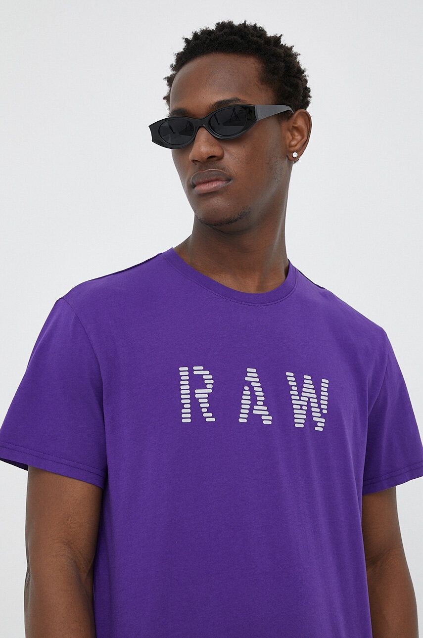 G-star Raw Tricou Din Bumbac Culoarea Violet, Cu Imprimeu
