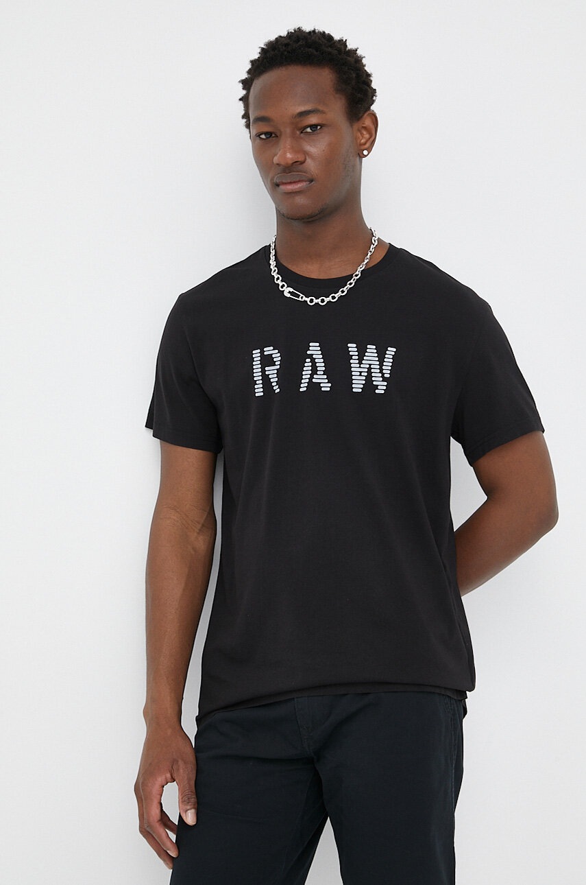 

Хлопковая футболка G-Star Raw цвет чёрный с принтом