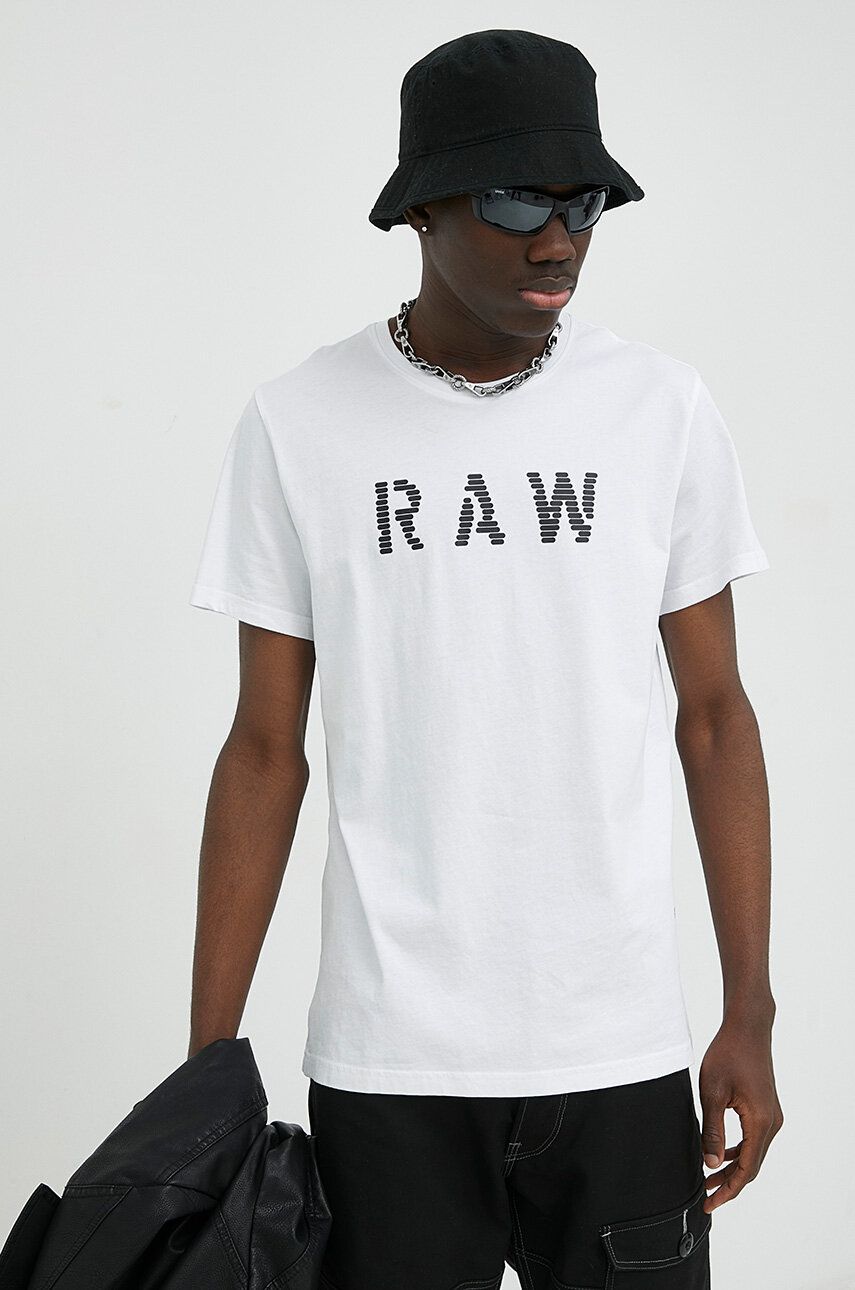 Bavlněné tričko G-Star Raw 2-pack bílá barva, s potiskem - bílá -  100 % Organická bavlna
