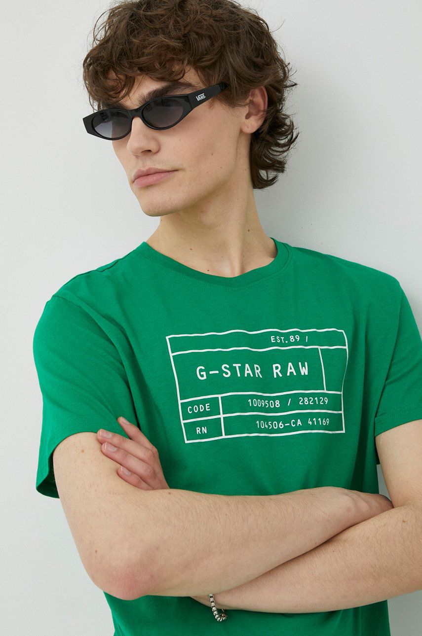 Bavlněné tričko G-Star Raw 2-pack hnědá barva, s potiskem - hnědá -  100 % Organická bavlna