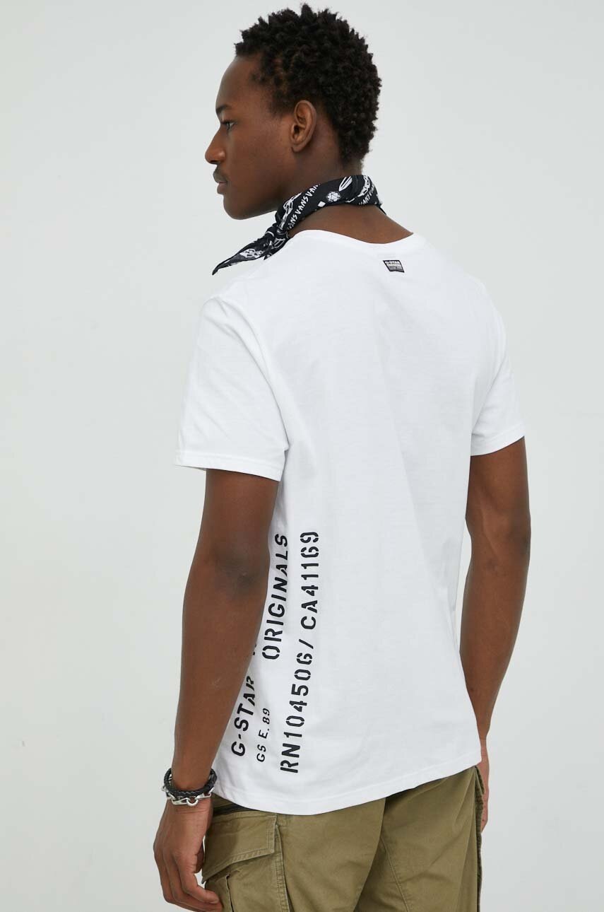

Бавовняна футболка G-Star Raw колір білий з принтом