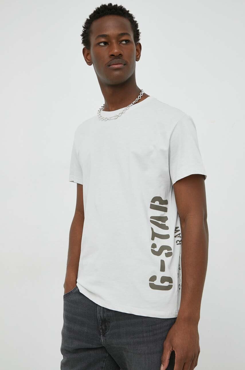 

Бавовняна футболка G-Star Raw колір білий з принтом