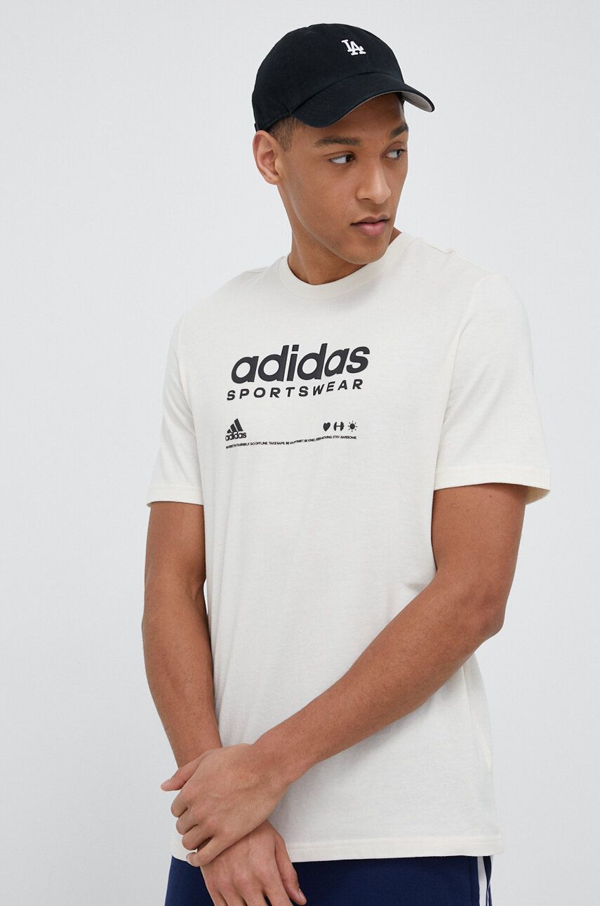 Adidas Tricou Din Bumbac Culoarea Bej, Modelator