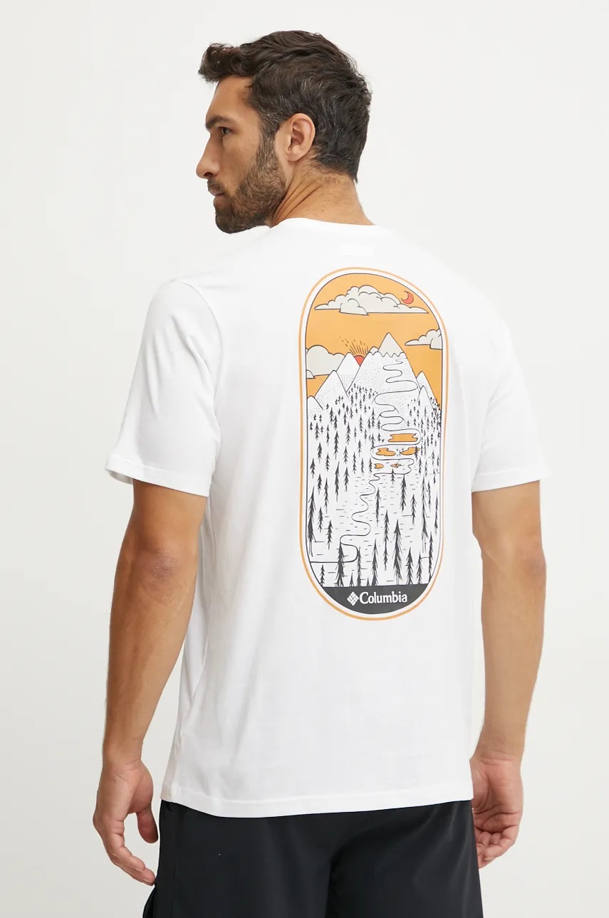 

Памучна тениска Columbia в бяло с десен, Бял