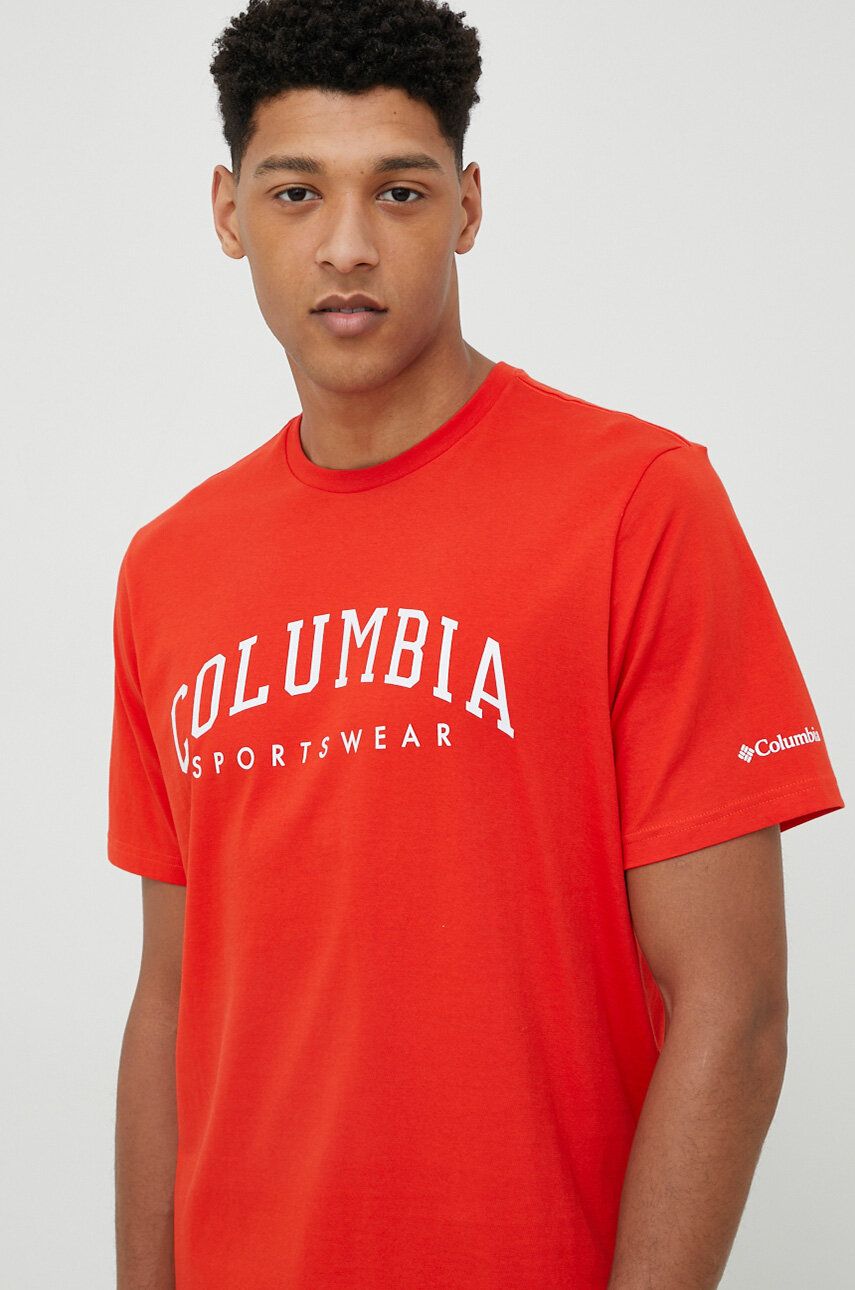 Bavlněné tričko Columbia červená barva - červená -  100 % Bavlna