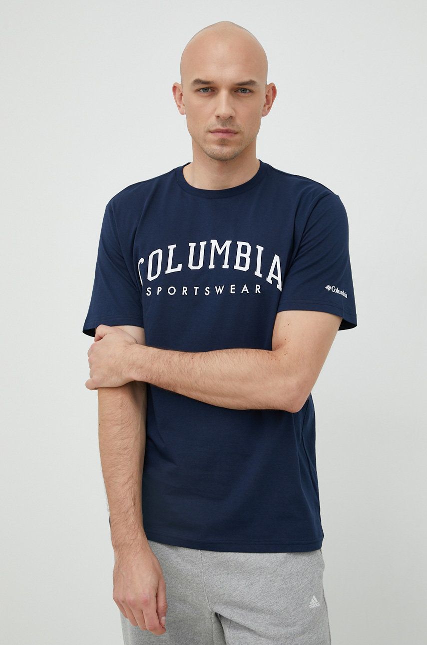 Columbia Tricou Din Bumbac Culoarea Albastru Marin, Modelator