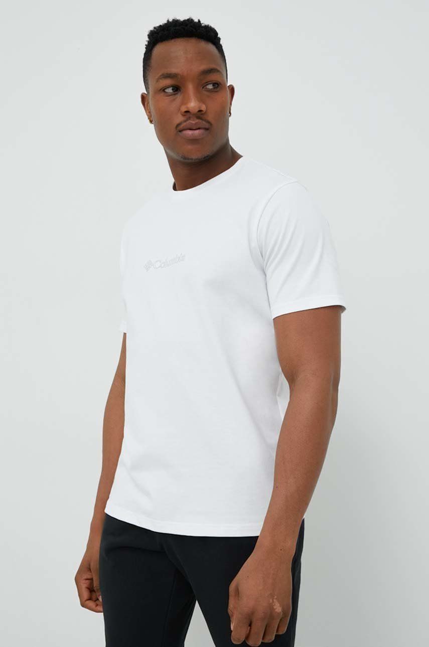 Tričko Columbia bílá barva, s aplikací - bílá -  Hlavní materiál: 100 % Bavlna Stahovák: 9