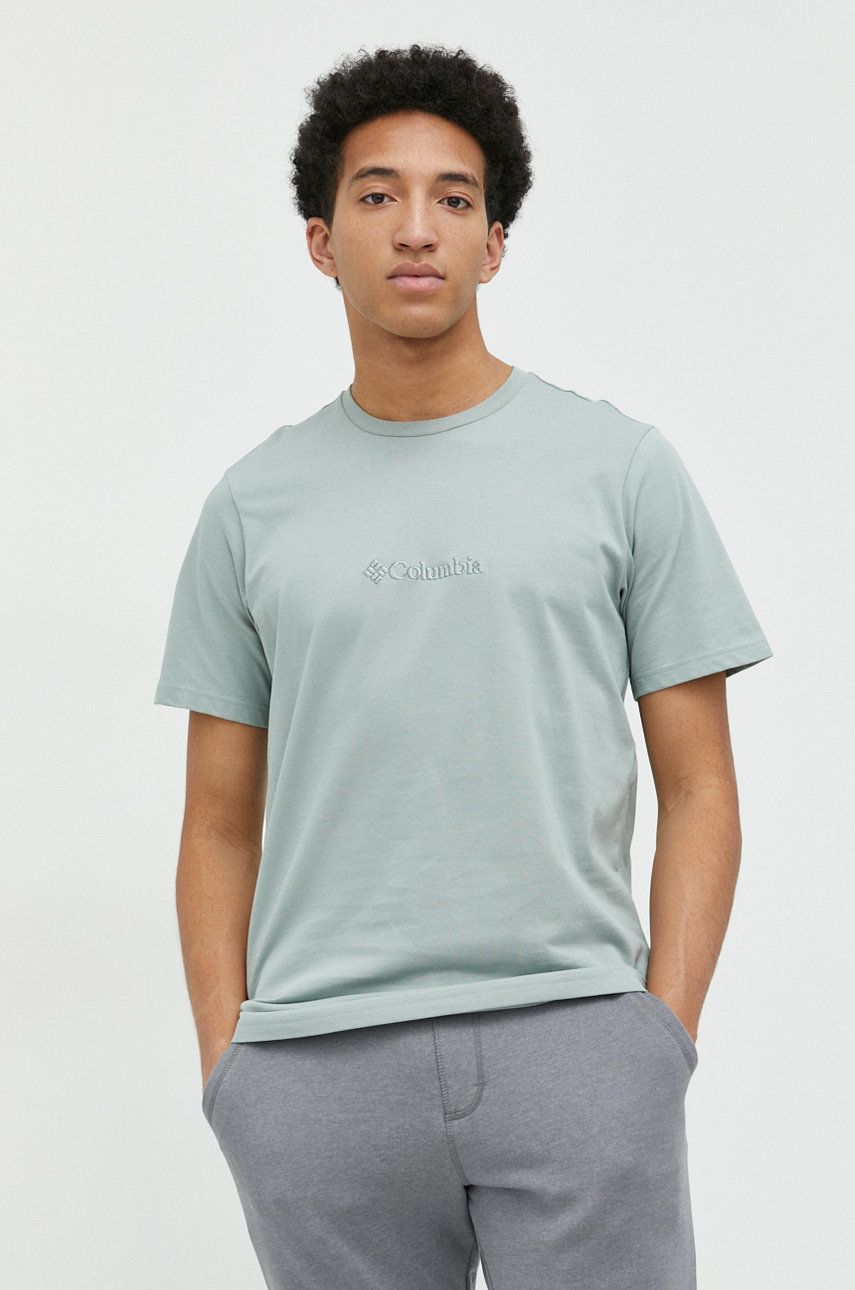 Tričko Columbia zelená barva, s aplikací - zelená -  Hlavní materiál: 100 % Bavlna Stahová