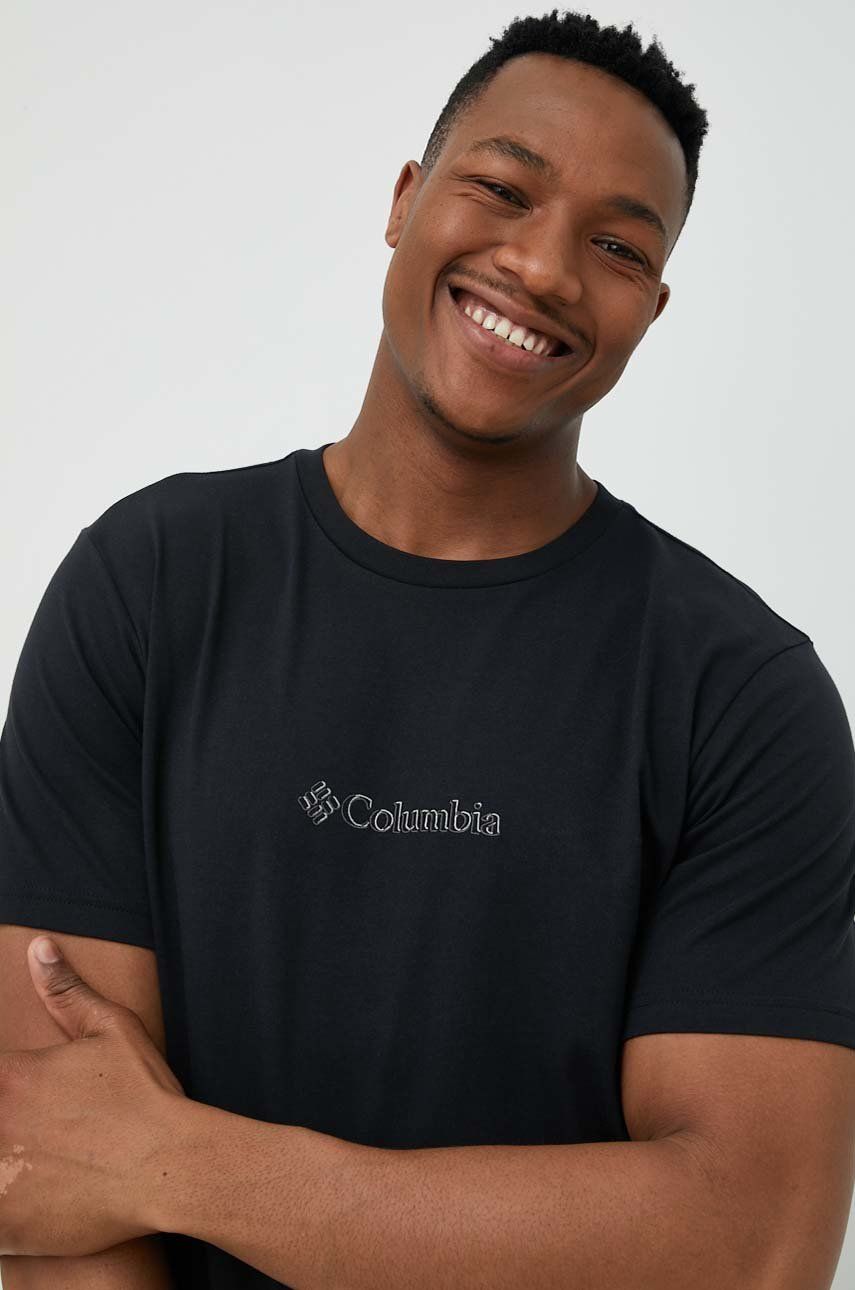 Tričko Columbia černá barva, s aplikací - černá -  Hlavní materiál: 100 % Bavlna Stahovák:
