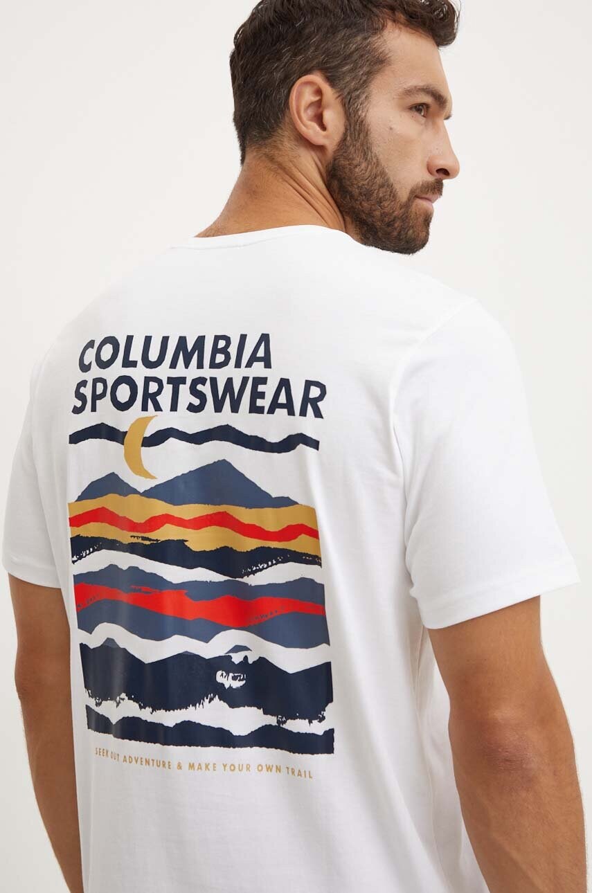 Columbia tricou din bumbac culoarea alb, modelator