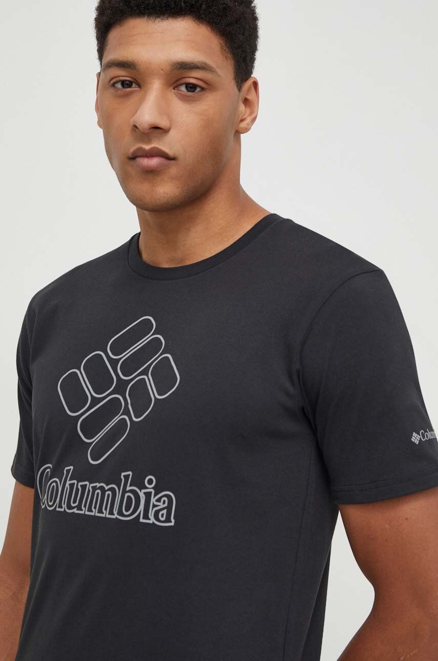 Columbia tricou sport Pacific Crossing II culoarea negru, cu imprimeu 2036472