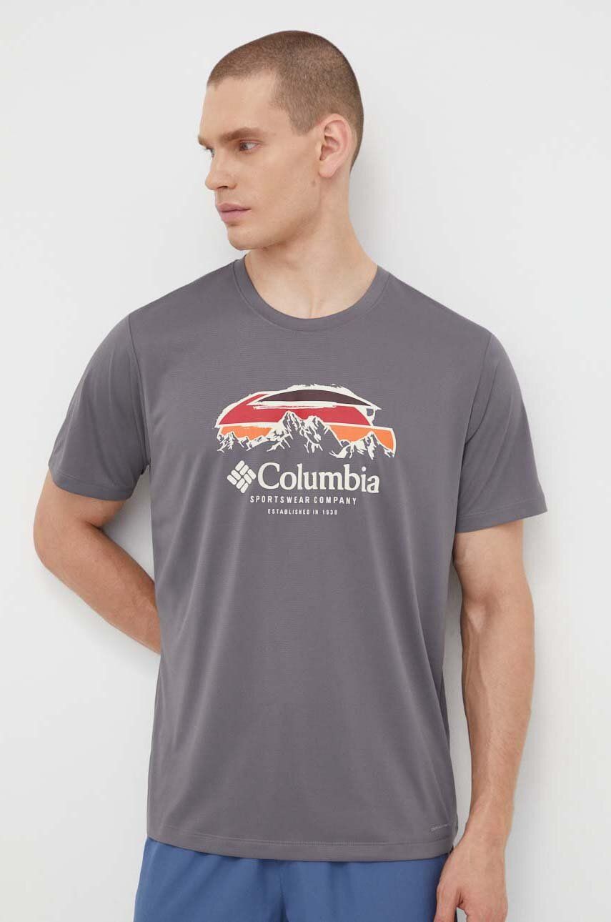 E-shop Sportovní triko Columbia Columbia Hike šedá barva, s potiskem