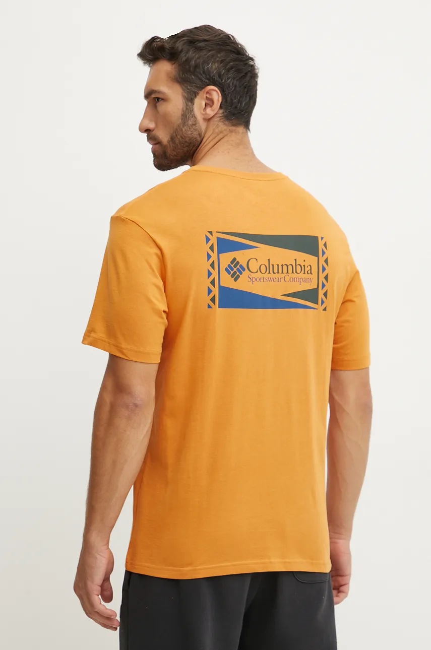 Columbia tricou din bumbac culoarea portocaliu, cu imprimeu