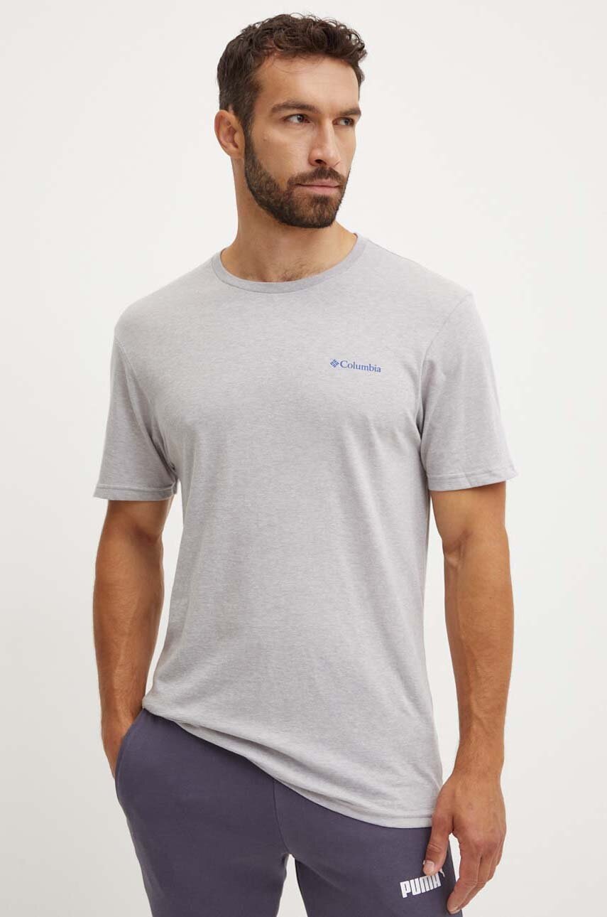 Βαμβακερό μπλουζάκι Columbia χρώμα: γκρι φωτογραφία