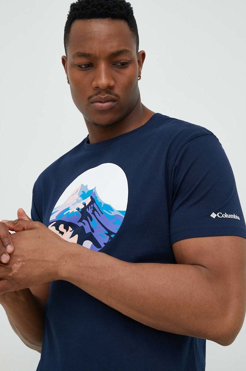 Columbia tricou din bumbac culoarea albastru marin, cu imprimeu albastru imagine noua
