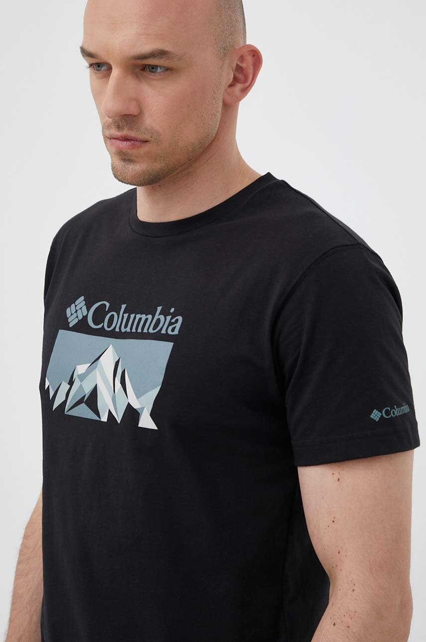 

Спортна тениска Columbia Thistletown Hills в черно с принт, Черен