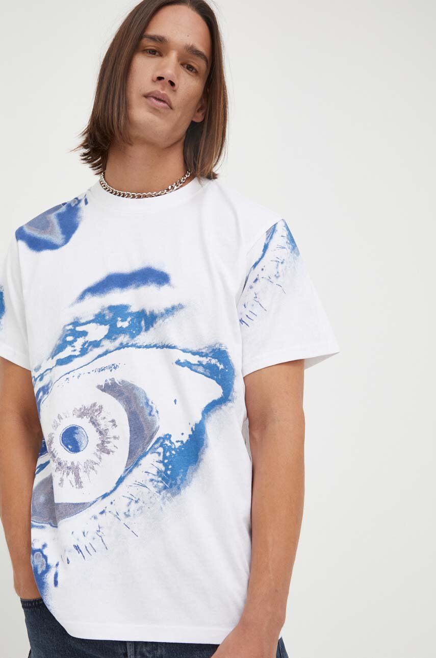 G-Star Raw tricou din bumbac culoarea alb, cu imprimeu - Sho
