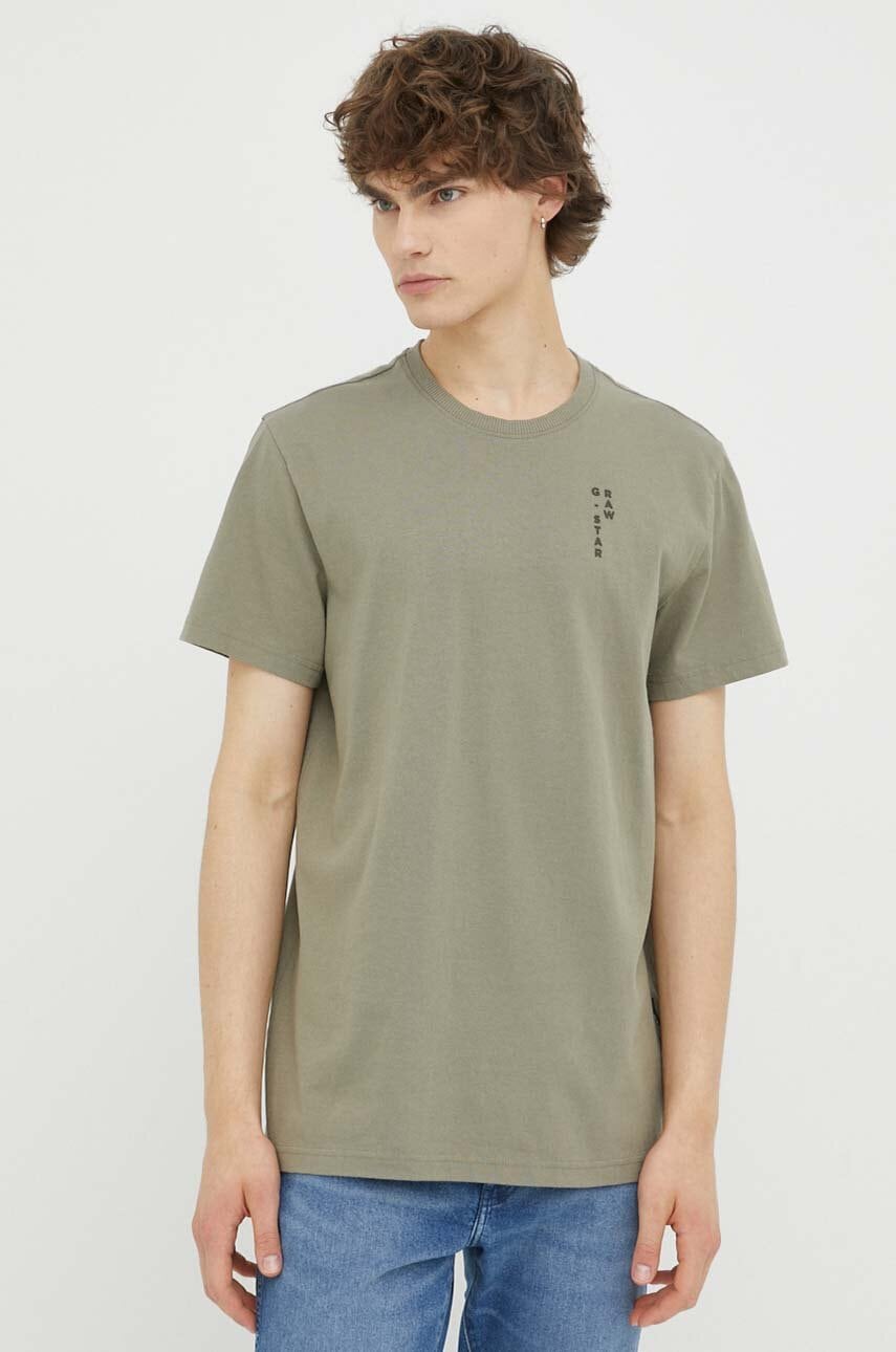 G-Star tricou din bumbac culoarea verde, cu imprimeu