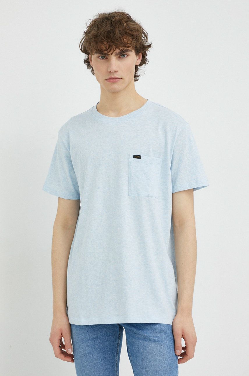 Bavlněné tričko Lee - modrá -  100 % Bavlna