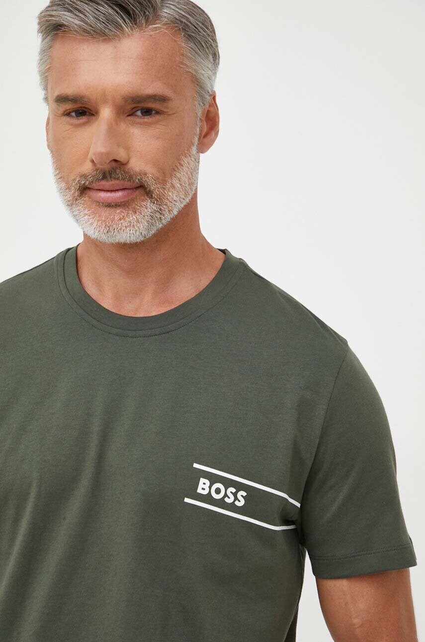 

Хлопковая футболка BOSS цвет зелёный однотонный
