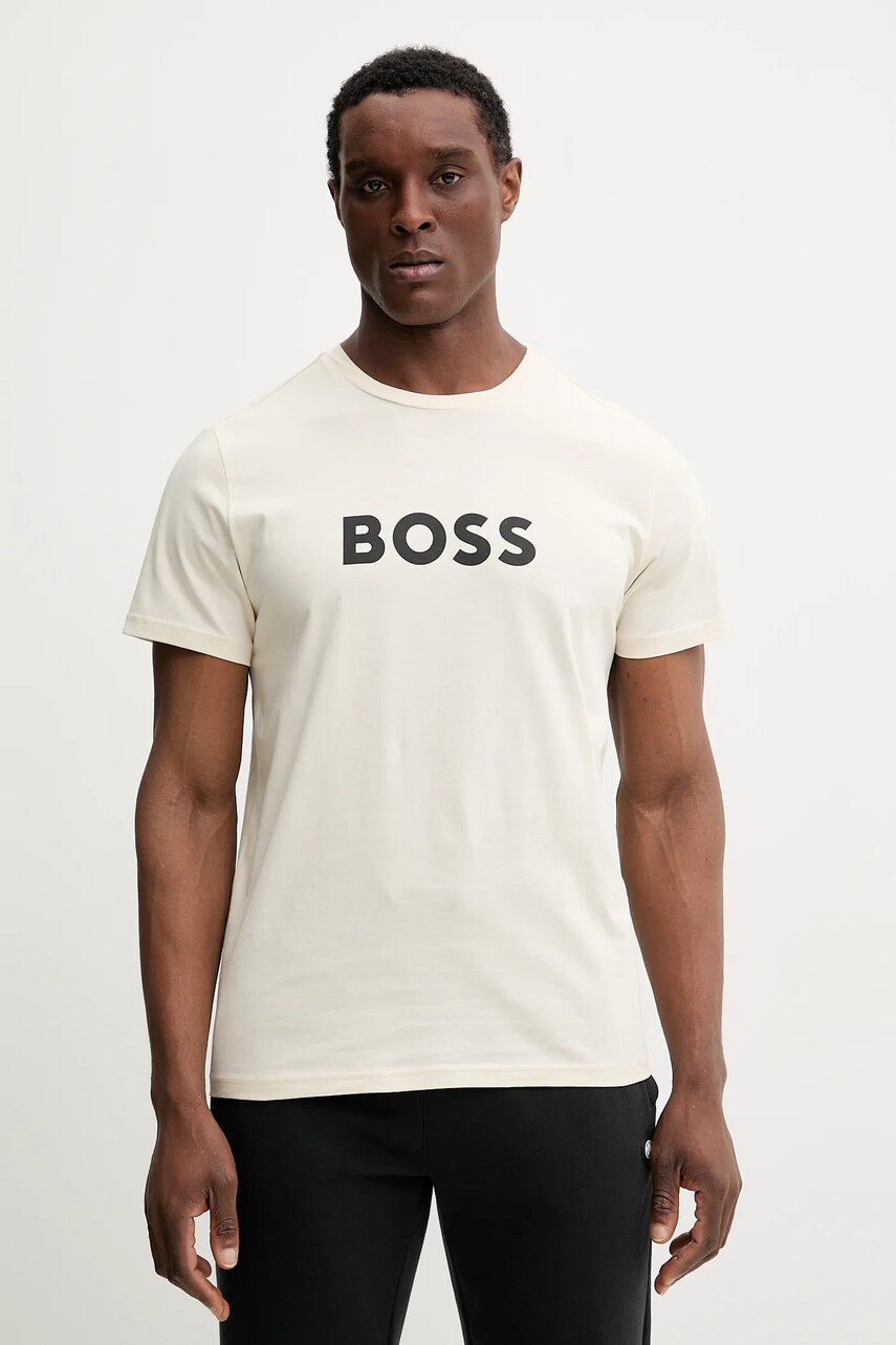 BOSS tricou de plajă culoarea alb, modelator