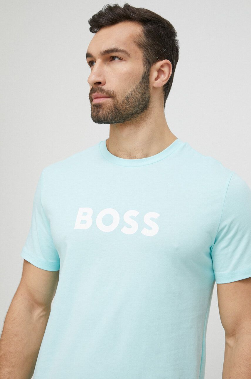 BOSS tricou de plajă culoarea turcoaz, cu model 50491706