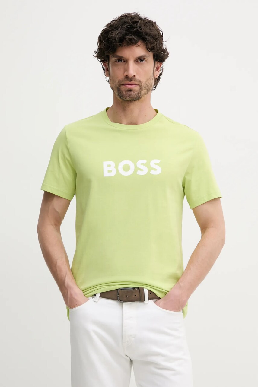 BOSS tricou de plajă culoarea verde, modelator