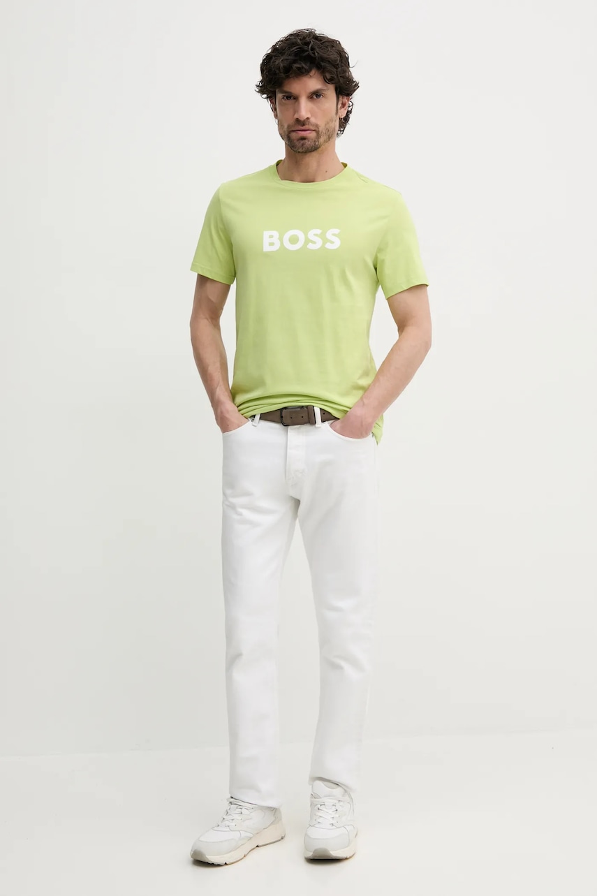 Пляжная футболка BOSS цвет зелёный узорный Пляжная футболка BOSS цвет зелёный узорный