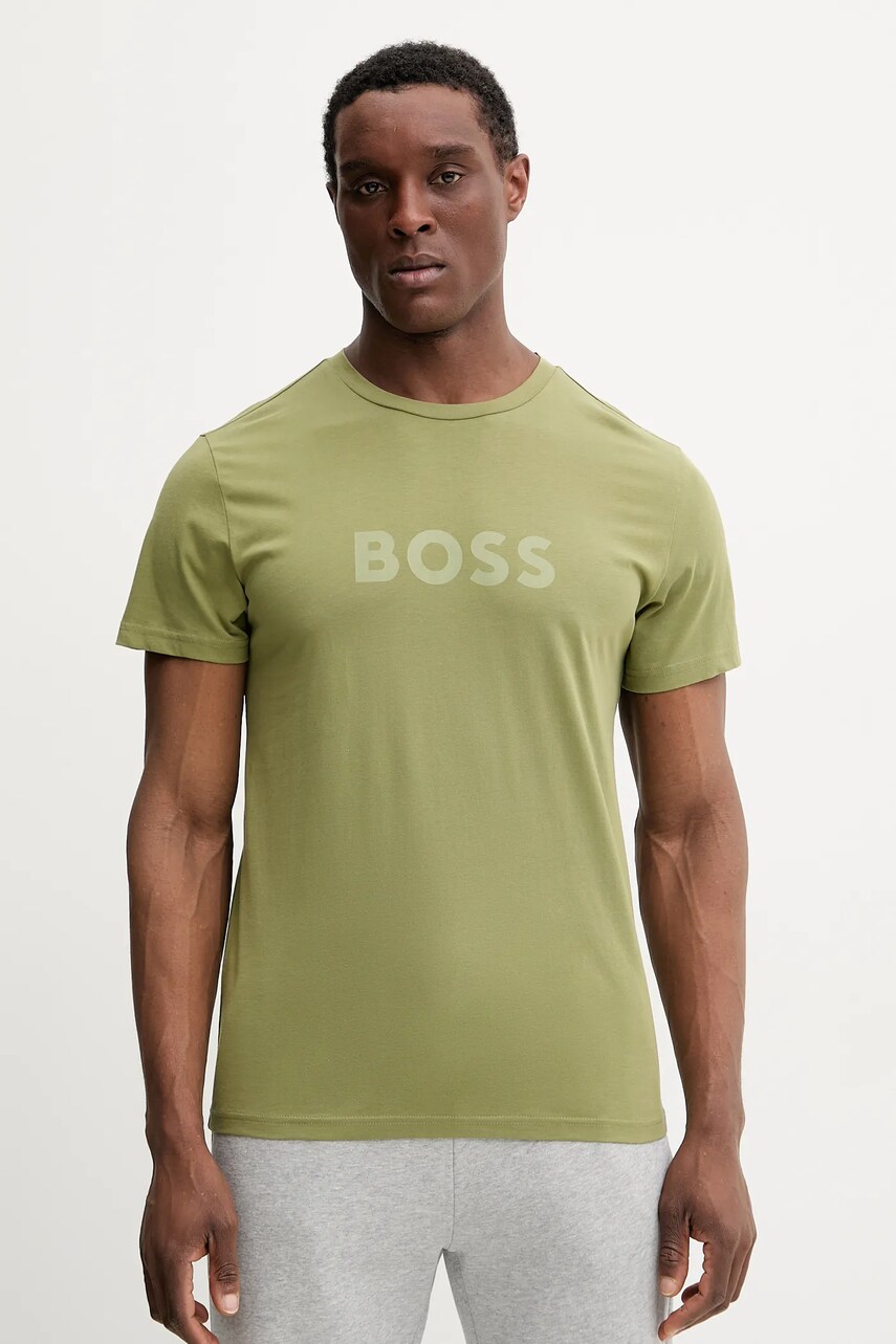 BOSS tricou de plajă culoarea verde, modelator