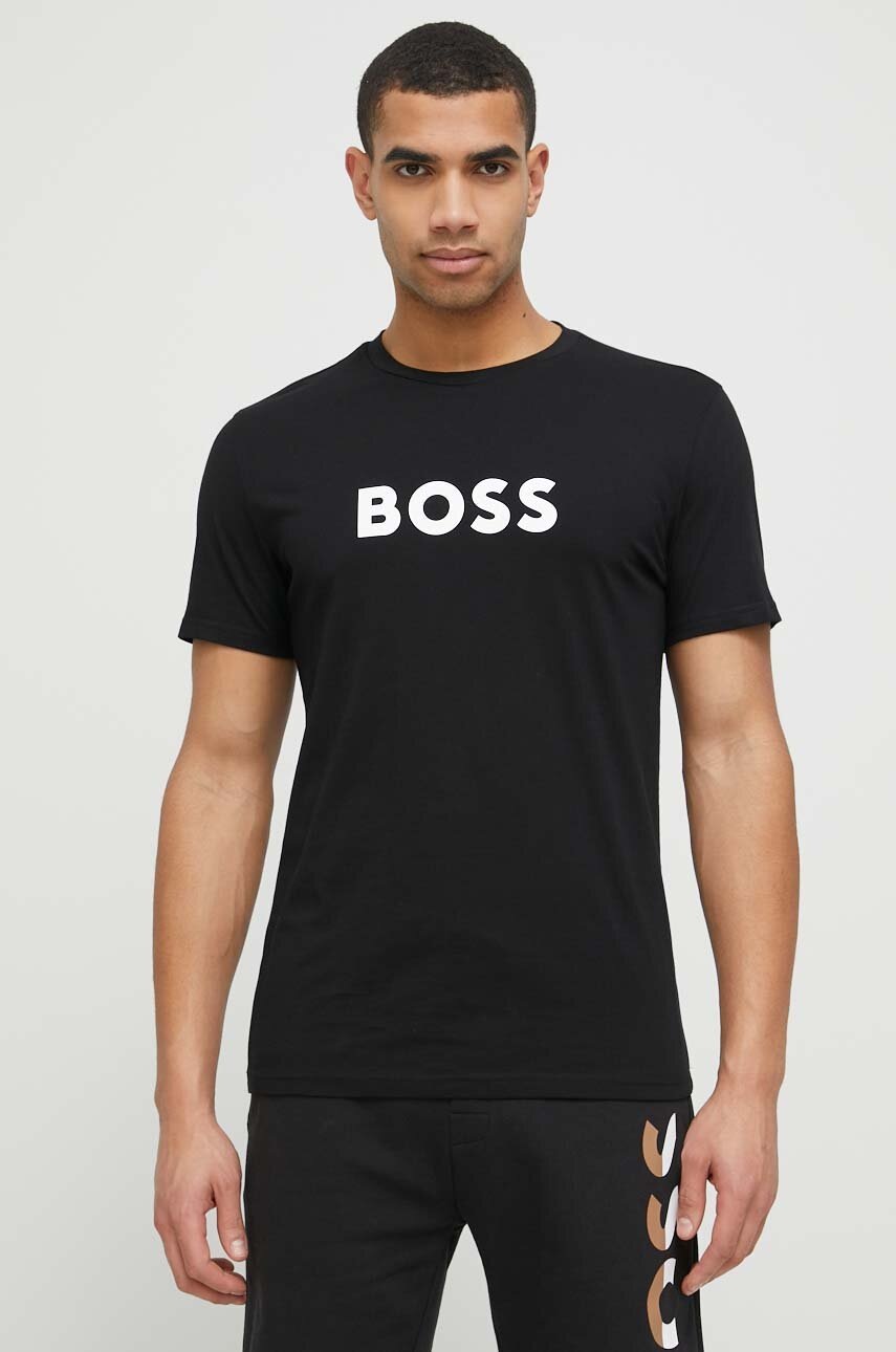 BOSS tricou de plajă culoarea negru, modelator