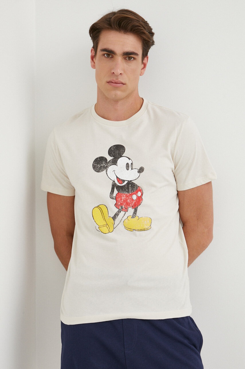 

Памучна тениска GAP x Disney в бежово с принт, Бежов