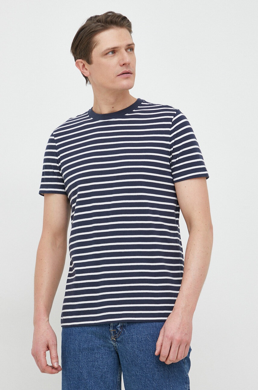

Памучна тениска GAP в тъмносиньо с десен, Тъмносин
