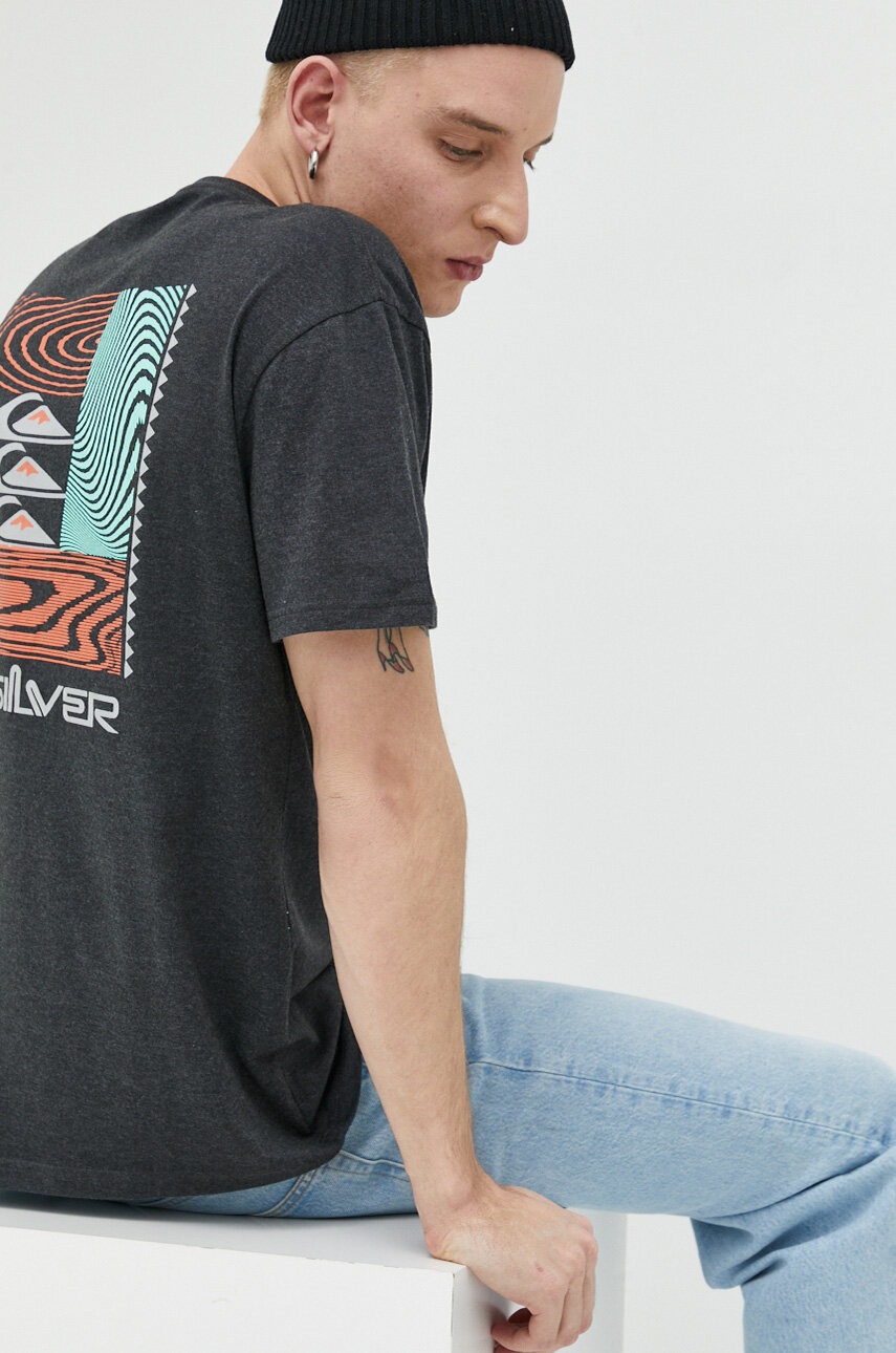 

Футболка Quiksilver чоловічий колір сірий з принтом