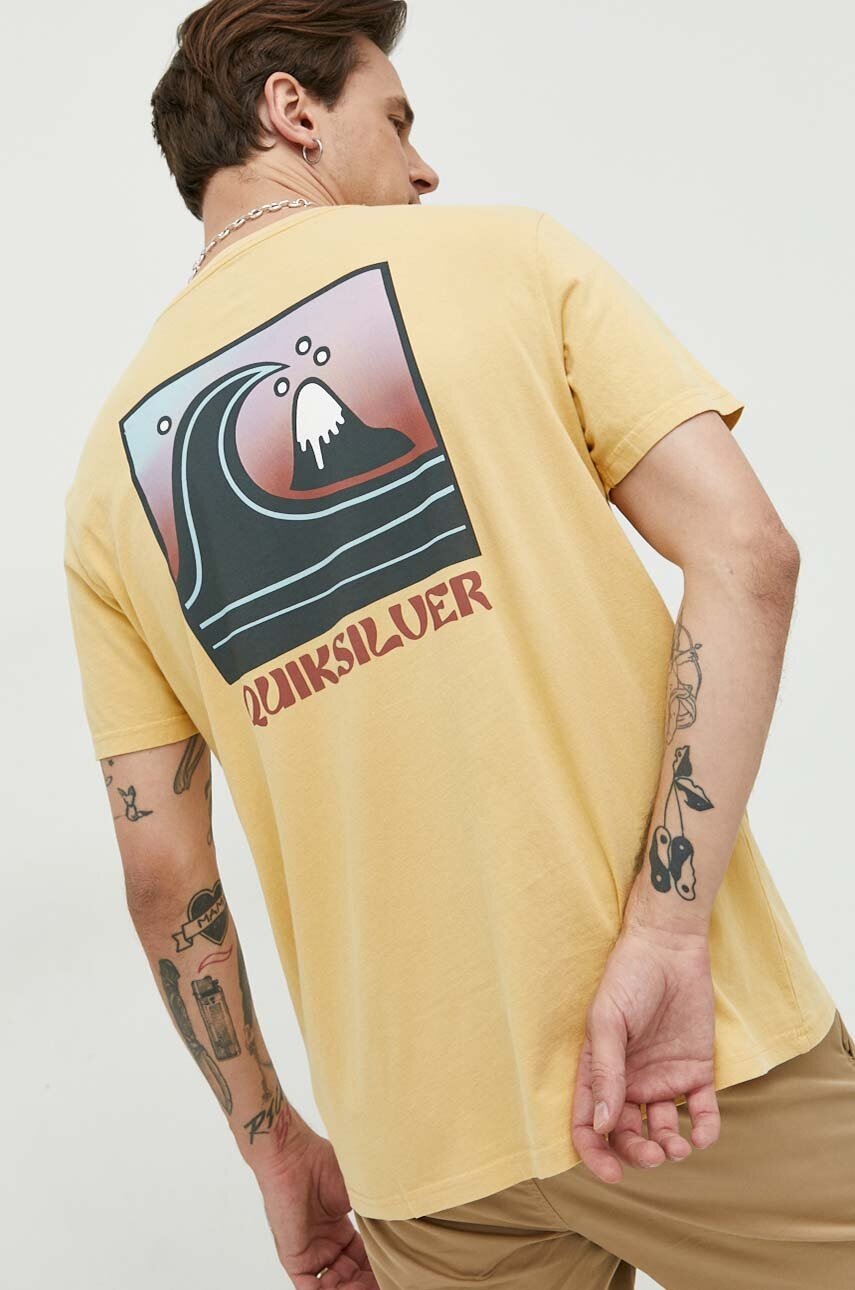 

Бавовняна футболка Quiksilver колір жовтий з принтом