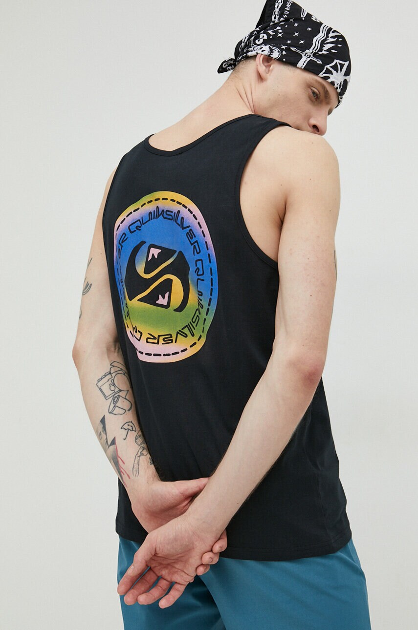 

Памучна тениска Quiksilver в черно, Черен