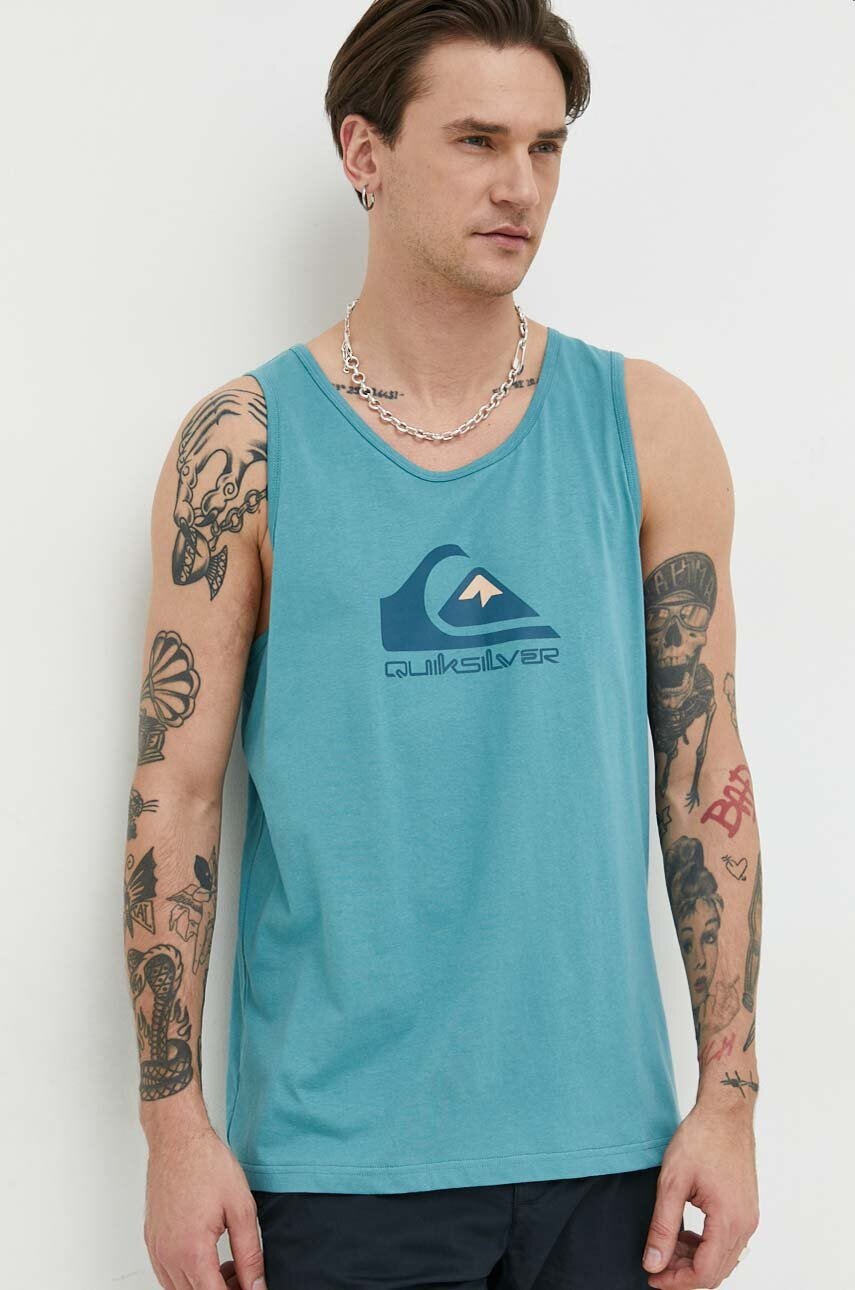 

Памучна тениска Quiksilver в тюркоазено, Тюркоазен