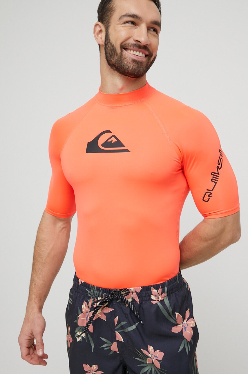 

Тениска Quiksilver All Time в оранжево с принт swimmwear, Оранжев