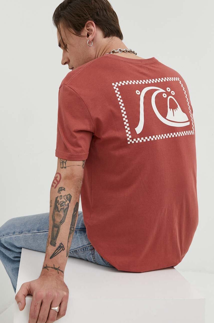 Quiksilver Tricou Din Bumbac Culoarea Rosu, Cu Imprimeu