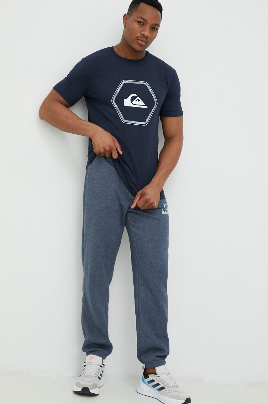 Quiksilver tricou din bumbac culoarea albastru marin, cu imprimeu