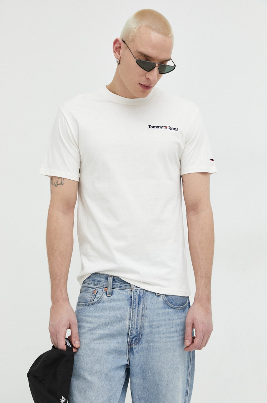 

Бавовняна футболка Tommy Jeans колір білий з аплікацією