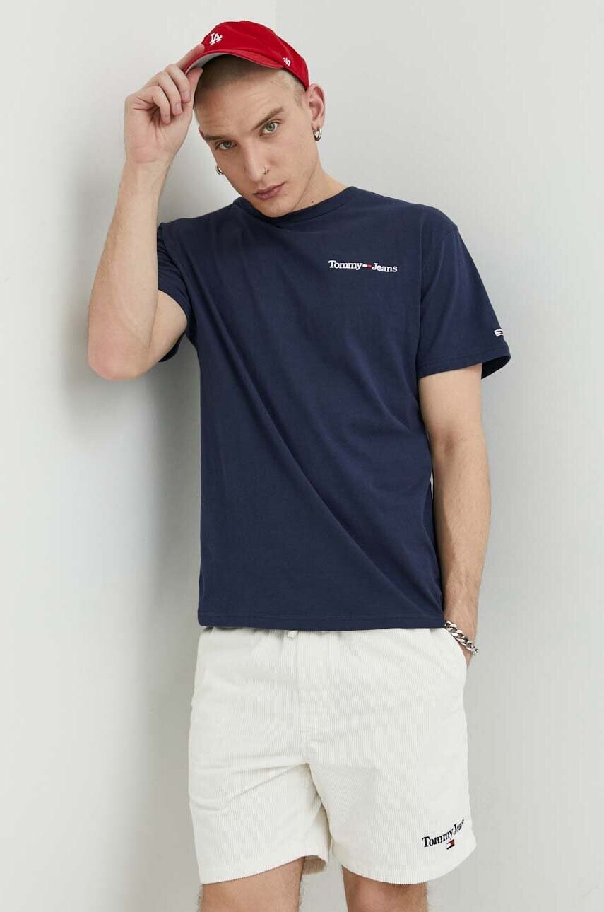

Бавовняна футболка Tommy Jeans колір синій з аплікацією